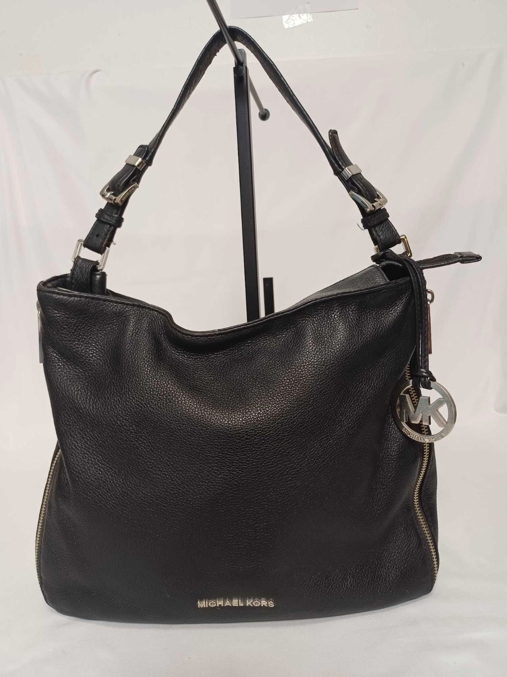 Michael Kors Essex Black Pebbled Leather Shoulder Hobo Bag